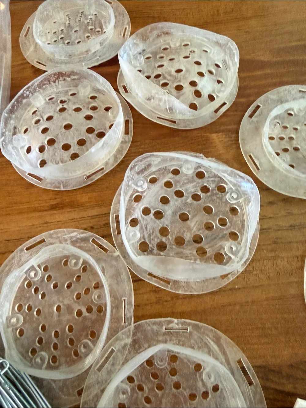 Clear Plastic Flower Frog Caps for Floral Foam - Clear vintage lot